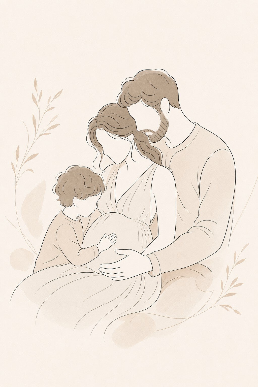 Pose de séance grossesse avec conjoint et enfant